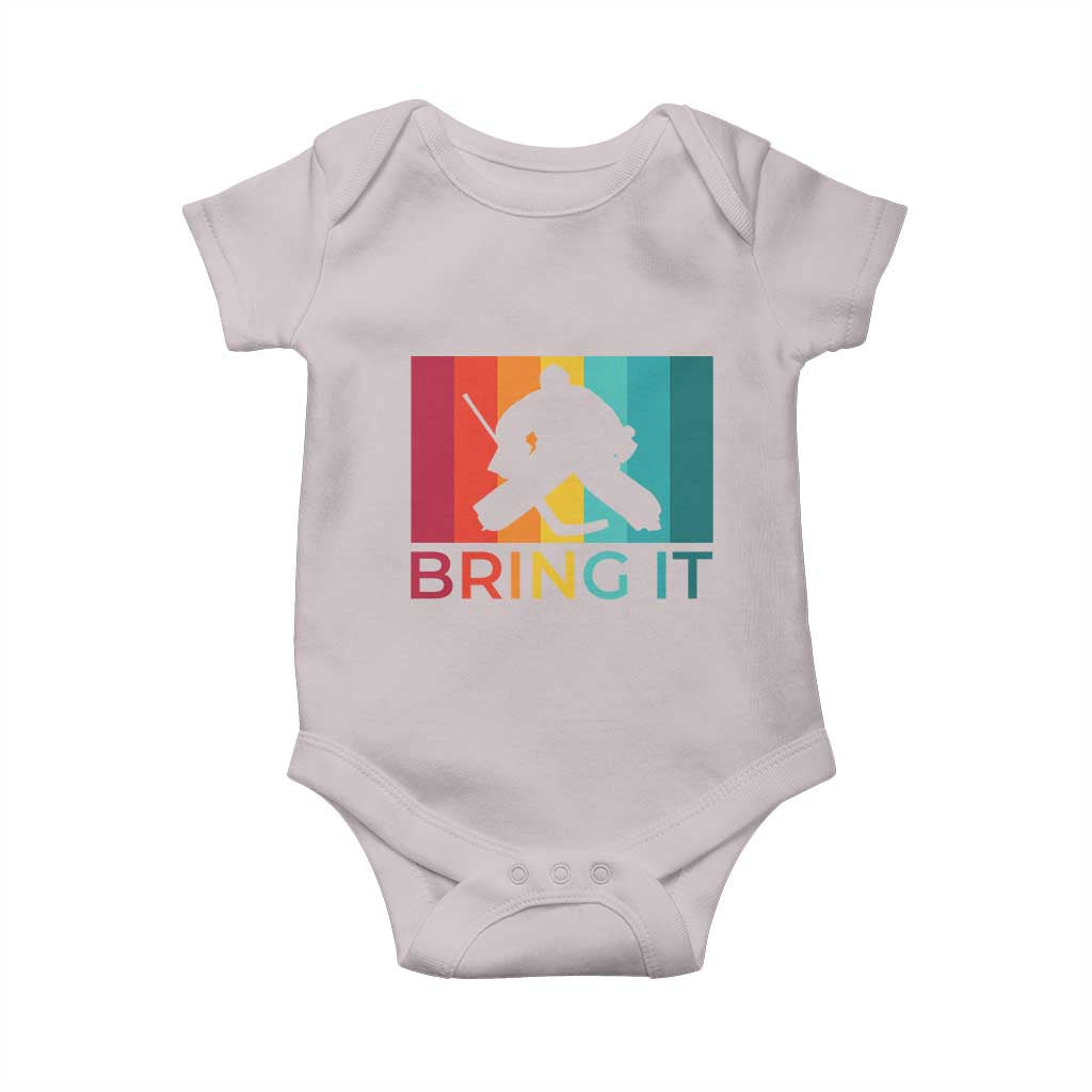Vintage Ice Hockey Goalie Baby Onesie Bring It Quote Gift For Fan - Wonder Print Shop
