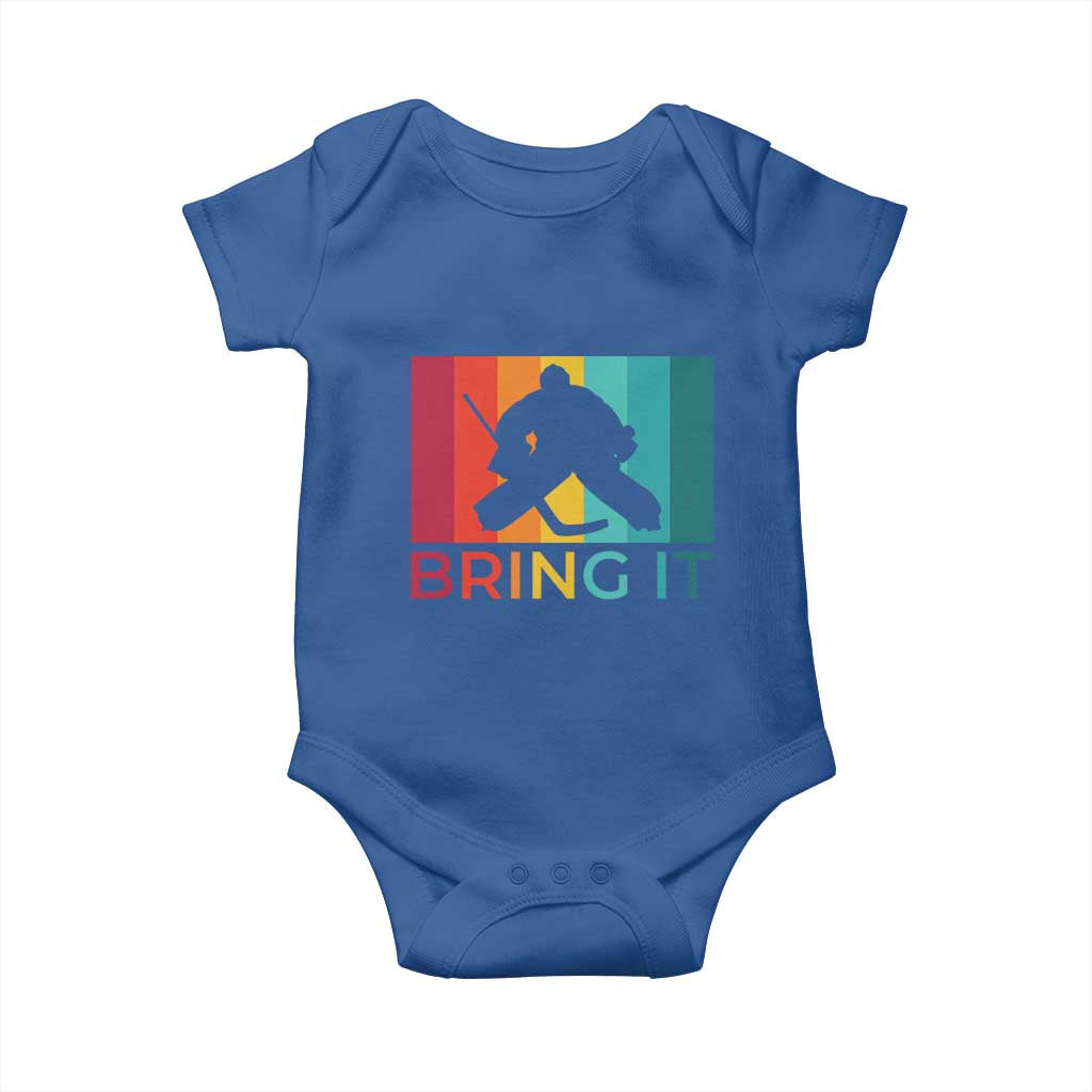 Vintage Ice Hockey Goalie Baby Onesie Bring It Quote Gift For Fan - Wonder Print Shop