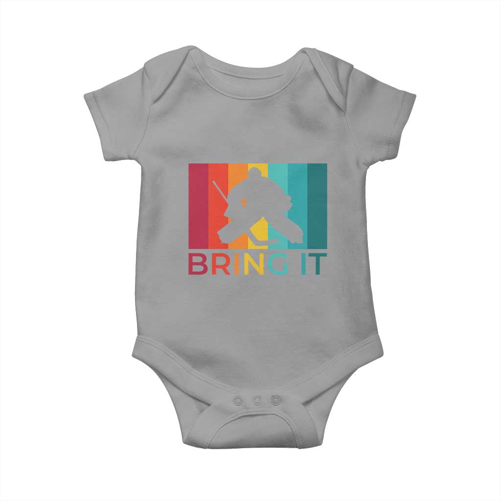 Vintage Ice Hockey Goalie Baby Onesie Bring It Quote Gift For Fan - Wonder Print Shop