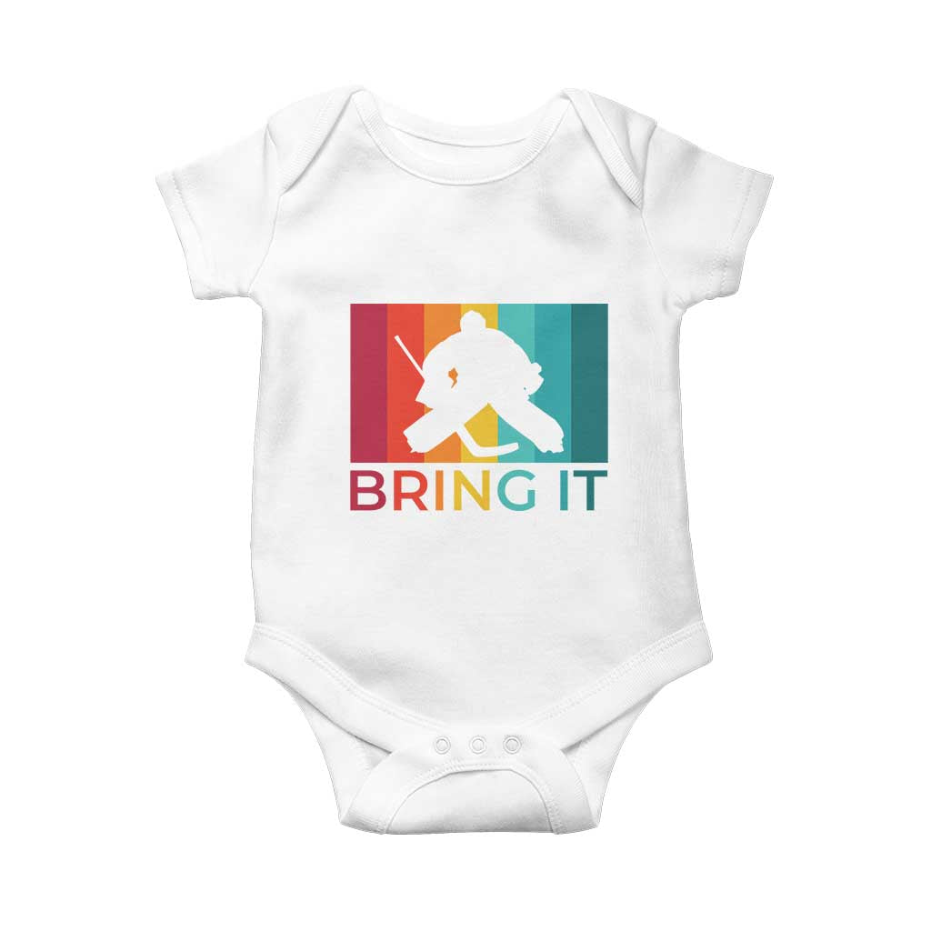 Vintage Ice Hockey Goalie Baby Onesie Bring It Quote Gift For Fan - Wonder Print Shop