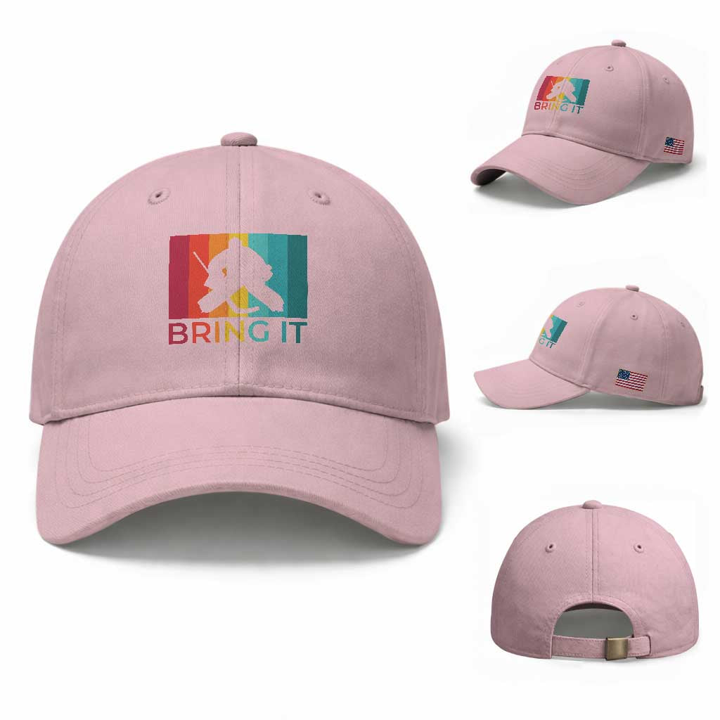 Vintage Ice Hockey Goalie Baseball Cap Bring It Quote Gift For Fan