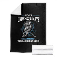 Never Underestimate An Old Man With A Hockey Stick Throw Blanket Ice Hockey Gift - Wonder Print Shop