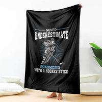 Never Underestimate An Old Man With A Hockey Stick Throw Blanket Ice Hockey Gift - Wonder Print Shop
