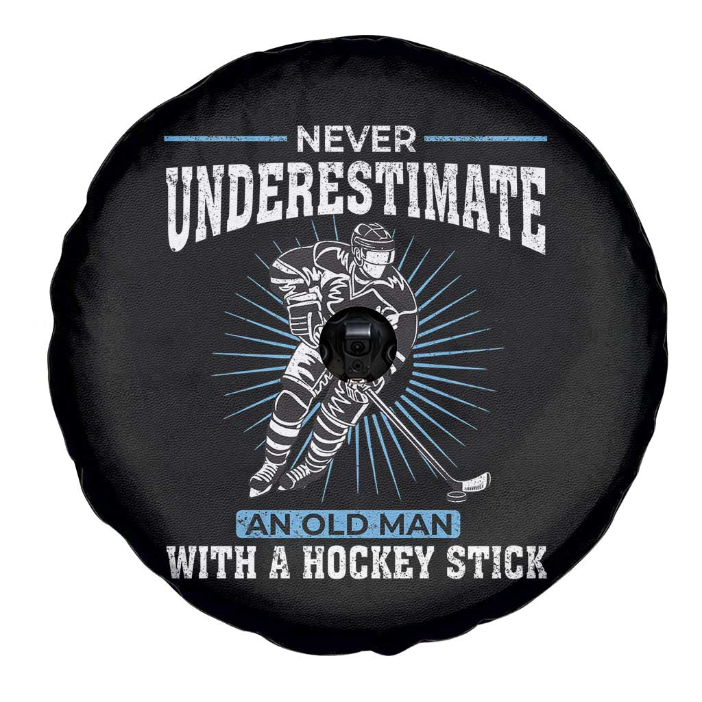 Never Underestimate An Old Man With A Hockey Stick Spare Tire Cover Ice Hockey Gift - Wonder Print Shop