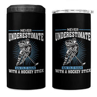 Never Underestimate An Old Man With A Hockey Stick 4 in 1 Can Cooler Tumbler Ice Hockey Gift - Wonder Print Shop