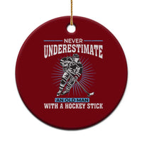 Never Underestimate An Old Man With A Hockey Stick Ceramic Ornament Ice Hockey Gift - Wonder Print Shop