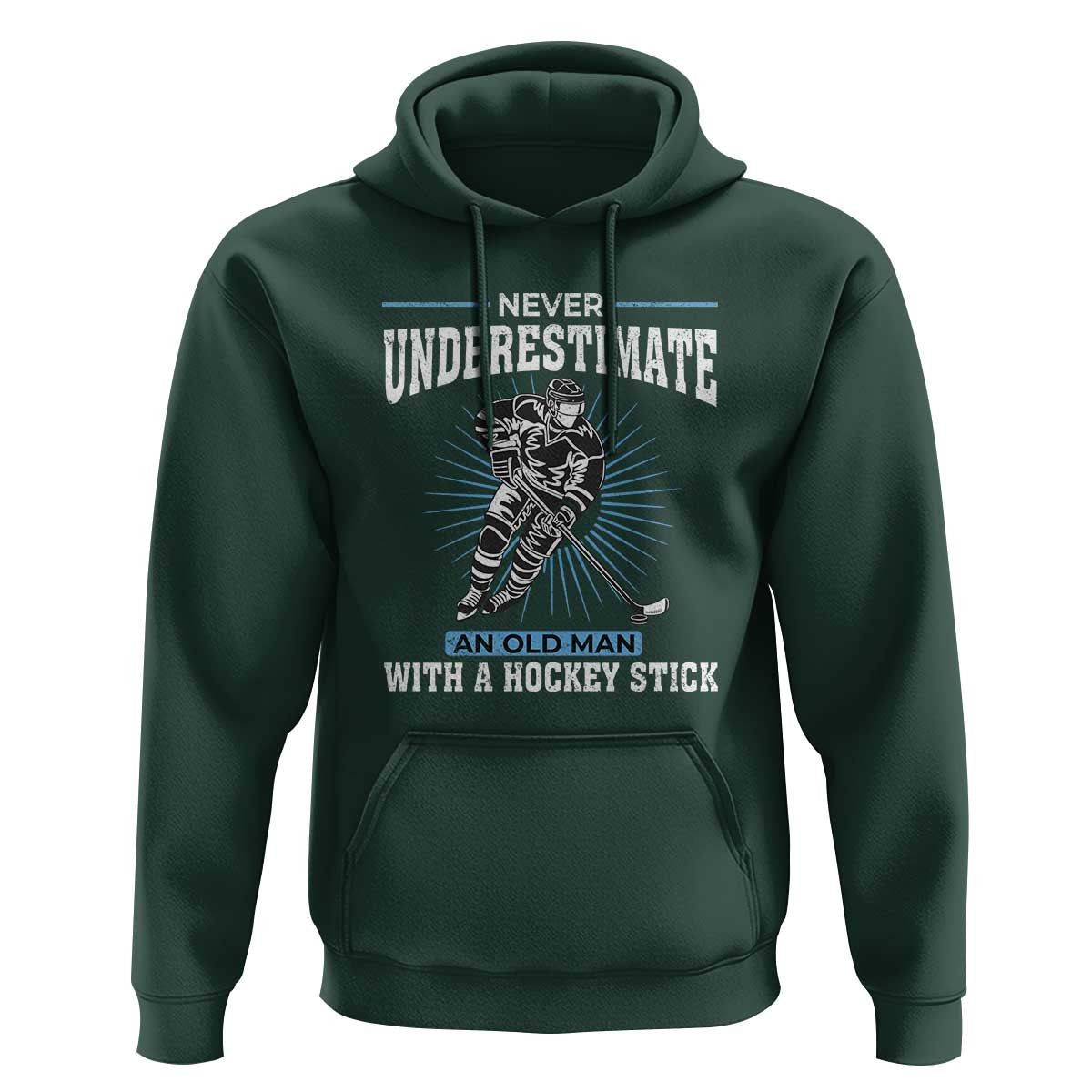 Never Underestimate An Old Man With A Hockey Stick Hoodie Ice Hockey Gift - Wonder Print Shop