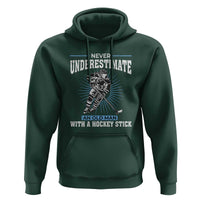 Never Underestimate An Old Man With A Hockey Stick Hoodie Ice Hockey Gift - Wonder Print Shop