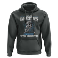 Never Underestimate An Old Man With A Hockey Stick Hoodie Ice Hockey Gift - Wonder Print Shop