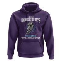 Never Underestimate An Old Man With A Hockey Stick Hoodie Ice Hockey Gift - Wonder Print Shop