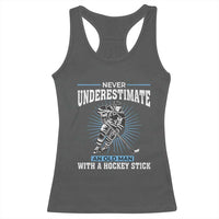 Never Underestimate An Old Man With A Hockey Stick Racerback Tank Top Ice Hockey Gift - Wonder Print Shop