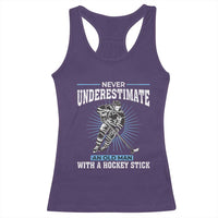 Never Underestimate An Old Man With A Hockey Stick Racerback Tank Top Ice Hockey Gift - Wonder Print Shop