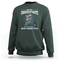Never Underestimate An Old Man With A Hockey Stick Sweatshirt Ice Hockey Gift - Wonder Print Shop