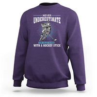 Never Underestimate An Old Man With A Hockey Stick Sweatshirt Ice Hockey Gift - Wonder Print Shop