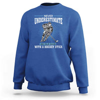 Never Underestimate An Old Man With A Hockey Stick Sweatshirt Ice Hockey Gift - Wonder Print Shop