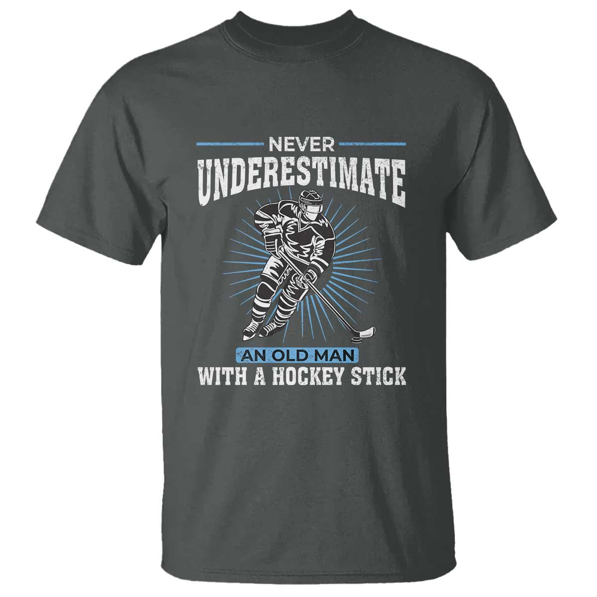 Never Underestimate An Old Man With A Hockey Stick T Shirt Ice Hockey Gift - Wonder Print Shop