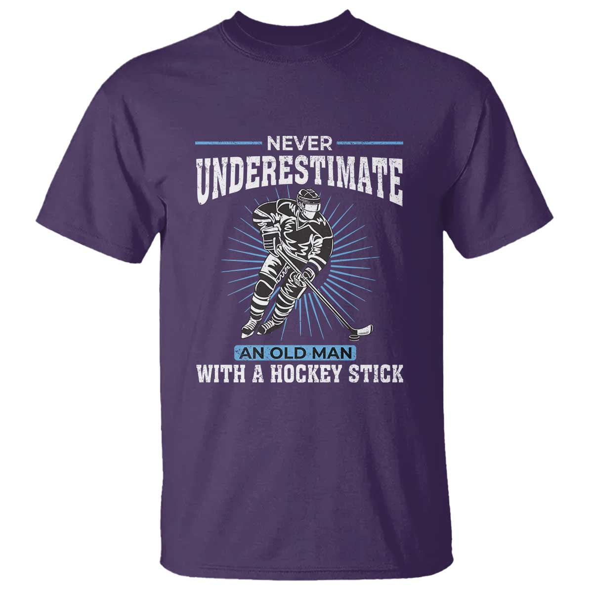 Never Underestimate An Old Man With A Hockey Stick T Shirt Ice Hockey Gift - Wonder Print Shop