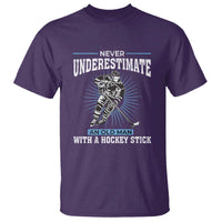 Never Underestimate An Old Man With A Hockey Stick T Shirt Ice Hockey Gift - Wonder Print Shop