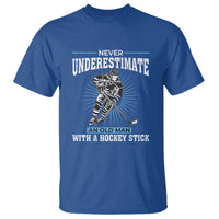 Never Underestimate An Old Man With A Hockey Stick T Shirt Ice Hockey Gift - Wonder Print Shop