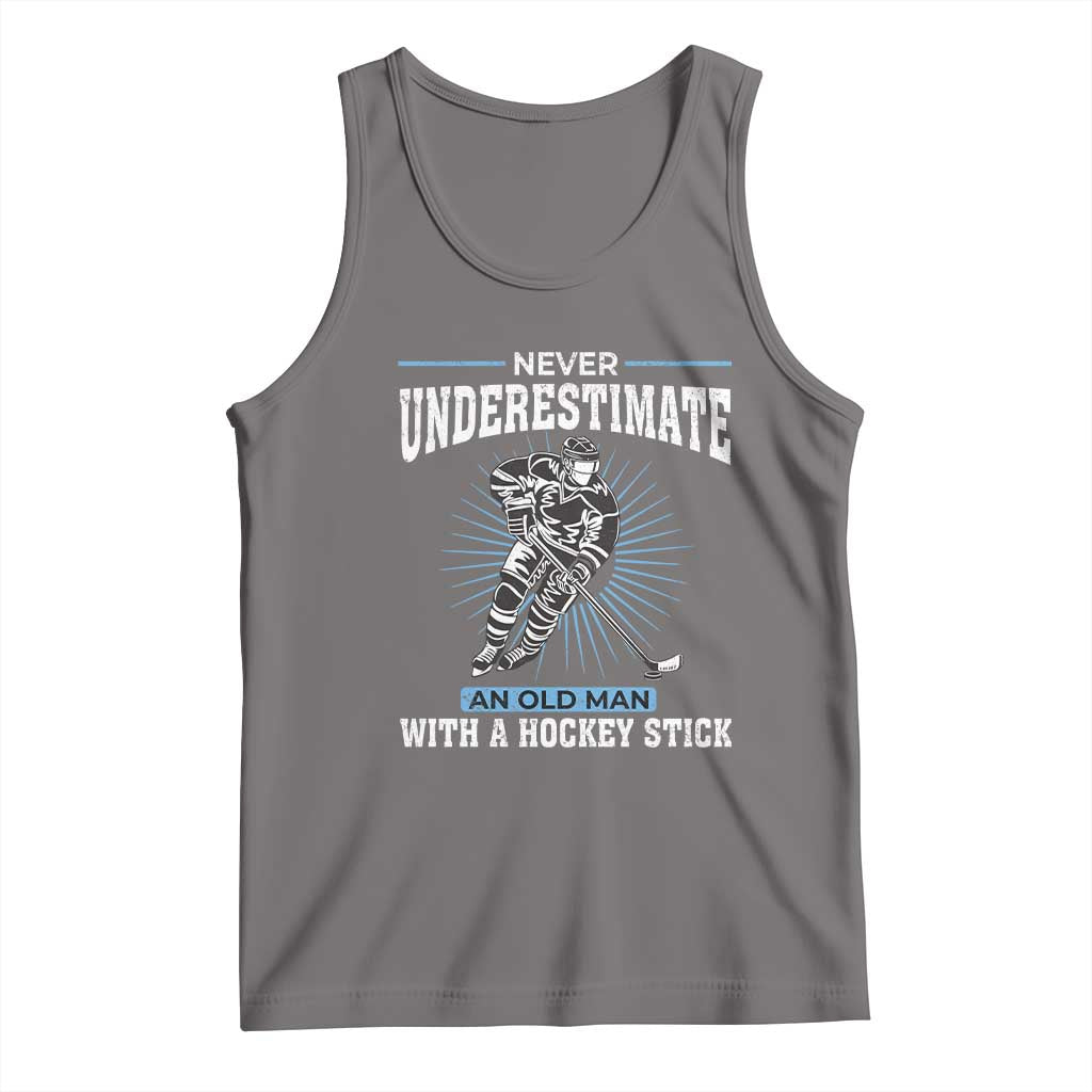Never Underestimate An Old Man With A Hockey Stick Tank Top Ice Hockey Gift - Wonder Print Shop