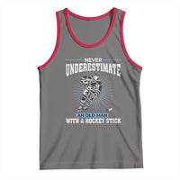 Never Underestimate An Old Man With A Hockey Stick Tank Top Ice Hockey Gift - Wonder Print Shop