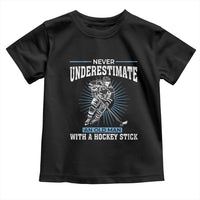 Never Underestimate An Old Man With A Hockey Stick Toddler T Shirt Ice Hockey Gift - Wonder Print Shop