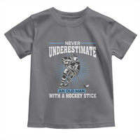 Never Underestimate An Old Man With A Hockey Stick Toddler T Shirt Ice Hockey Gift - Wonder Print Shop