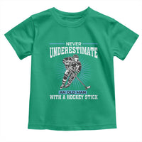 Never Underestimate An Old Man With A Hockey Stick Toddler T Shirt Ice Hockey Gift - Wonder Print Shop