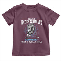 Never Underestimate An Old Man With A Hockey Stick Toddler T Shirt Ice Hockey Gift - Wonder Print Shop