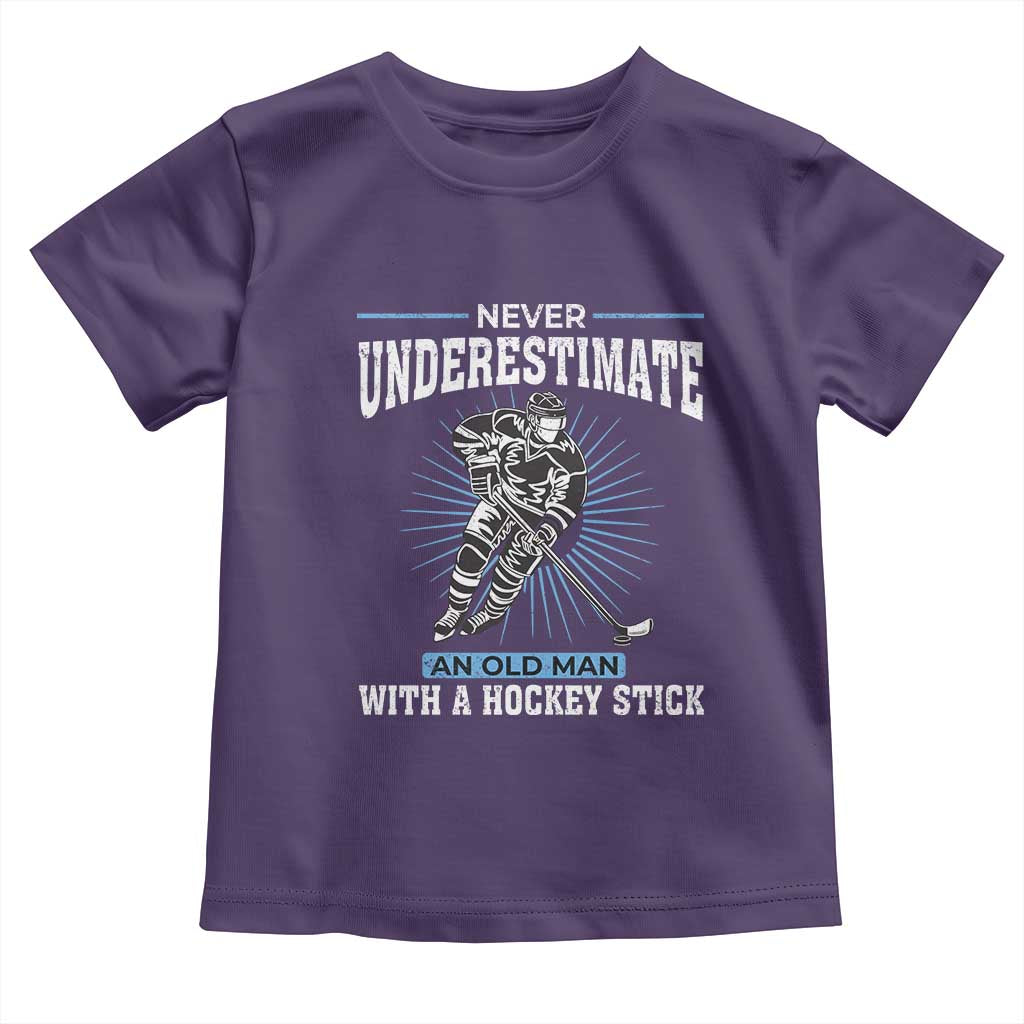 Never Underestimate An Old Man With A Hockey Stick Toddler T Shirt Ice Hockey Gift - Wonder Print Shop