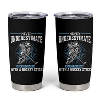 Never Underestimate An Old Man With A Hockey Stick Tumbler Cup Ice Hockey Gift - Wonder Print Shop