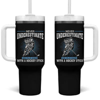 Never Underestimate An Old Man With A Hockey Stick Tumbler With Handle Ice Hockey Gift - Wonder Print Shop