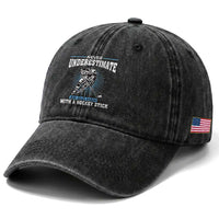 Never Underestimate An Old Man With A Hockey Stick Washed Cotton Baseball Cap Ice Hockey Gift