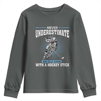 Never Underestimate An Old Man With A Hockey Stick Youth Sweatshirt Ice Hockey Gift - Wonder Print Shop