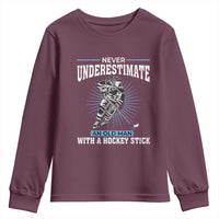 Never Underestimate An Old Man With A Hockey Stick Youth Sweatshirt Ice Hockey Gift - Wonder Print Shop