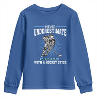 Never Underestimate An Old Man With A Hockey Stick Youth Sweatshirt Ice Hockey Gift - Wonder Print Shop