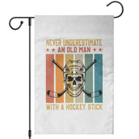 Retro Ice Hockey Player Garden Flag Funny Never Underestimate An Old Man - Wonder Print Shop