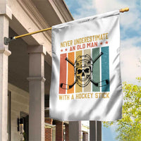 Retro Ice Hockey Player Garden Flag Funny Never Underestimate An Old Man - Wonder Print Shop