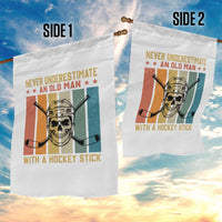 Retro Ice Hockey Player Garden Flag Funny Never Underestimate An Old Man - Wonder Print Shop
