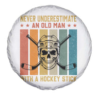 Retro Ice Hockey Player Spare Tire Cover Funny Never Underestimate An Old Man - Wonder Print Shop