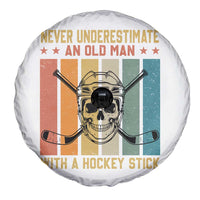 Retro Ice Hockey Player Spare Tire Cover Funny Never Underestimate An Old Man - Wonder Print Shop