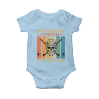 Retro Ice Hockey Player Baby Onesie Funny Never Underestimate An Old Man - Wonder Print Shop