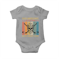 Retro Ice Hockey Player Baby Onesie Funny Never Underestimate An Old Man - Wonder Print Shop
