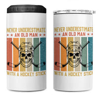 Retro Ice Hockey Player 4 in 1 Can Cooler Tumbler Funny Never Underestimate An Old Man - Wonder Print Shop