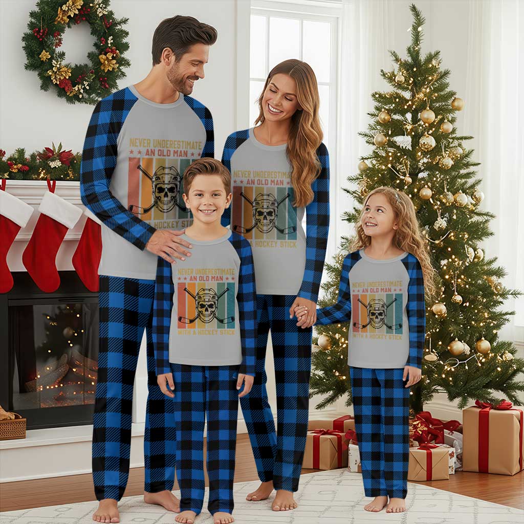 Retro Ice Hockey Player Plaid Pajama Set Funny Never Underestimate An Old Man - Wonder Print Shop