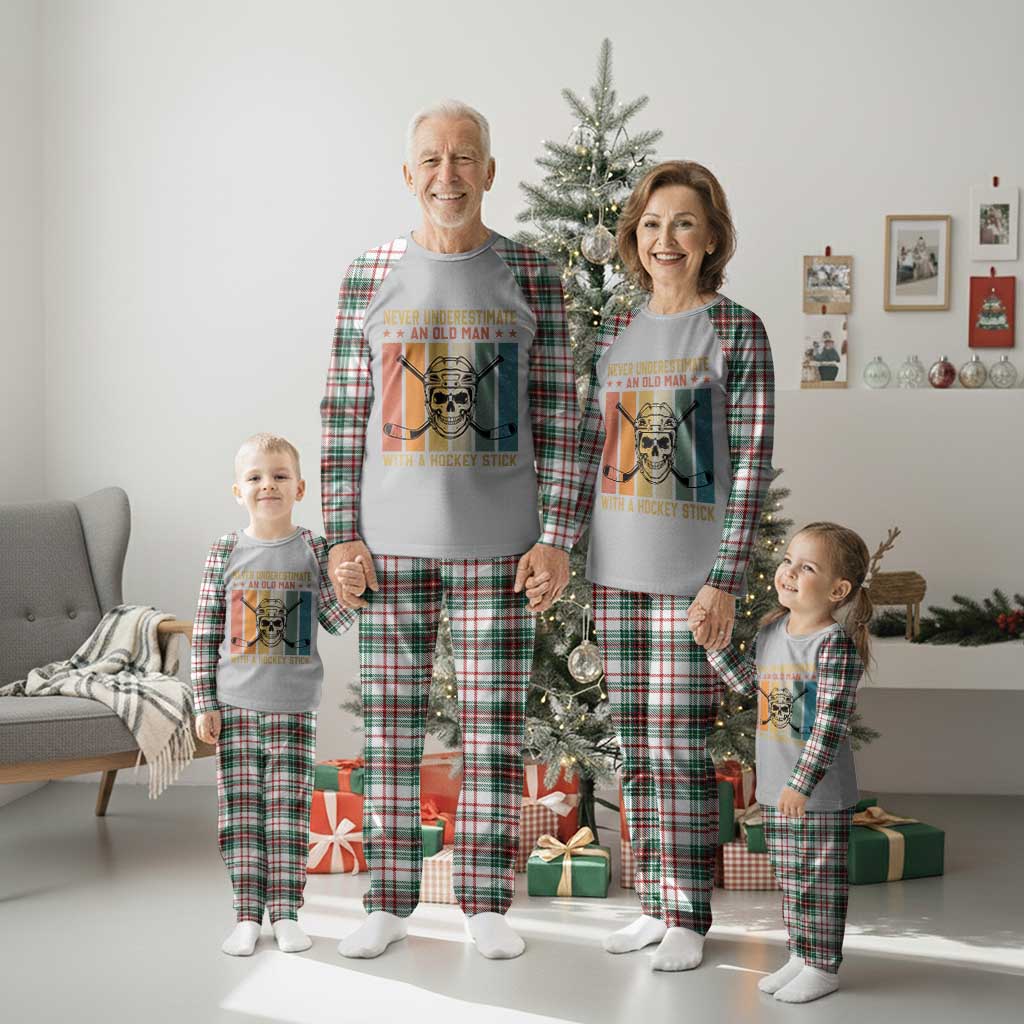 Retro Ice Hockey Player Plaid Pajama Set Funny Never Underestimate An Old Man - Wonder Print Shop