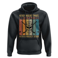 Retro Ice Hockey Player Hoodie Funny Never Underestimate An Old Man - Wonder Print Shop