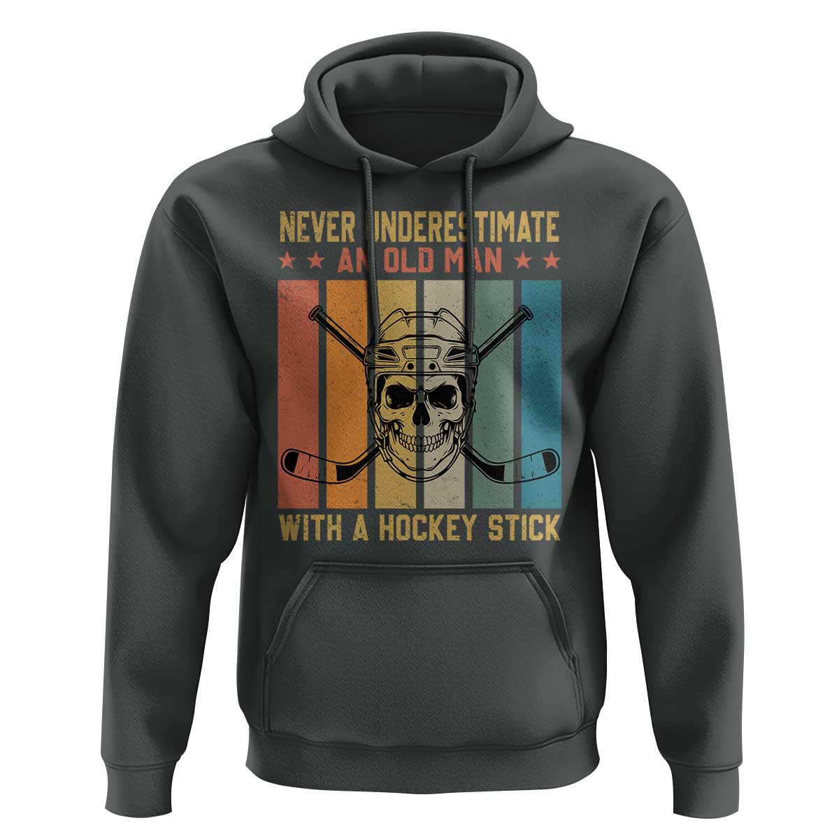 Retro Ice Hockey Player Hoodie Funny Never Underestimate An Old Man - Wonder Print Shop