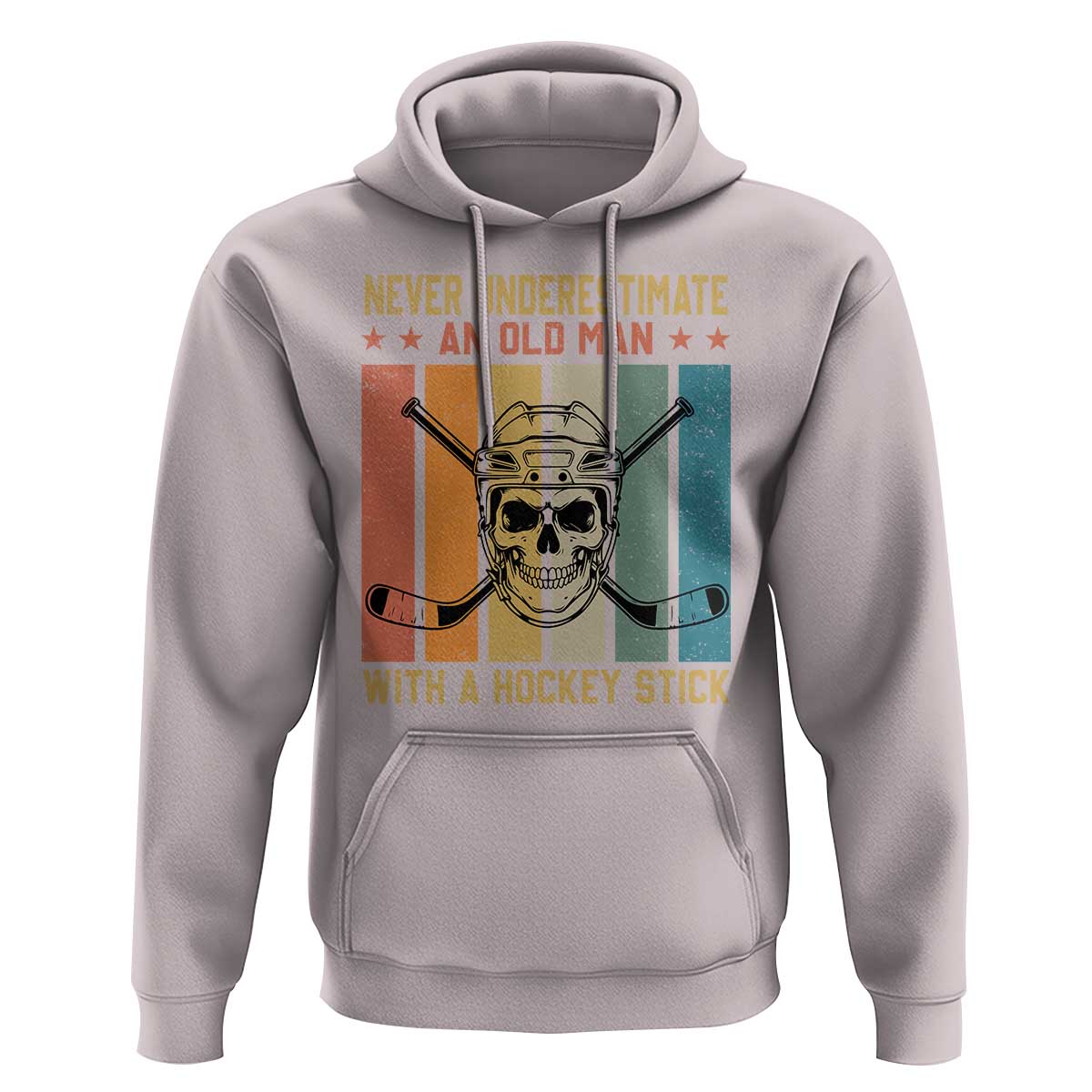 Retro Ice Hockey Player Hoodie Funny Never Underestimate An Old Man - Wonder Print Shop