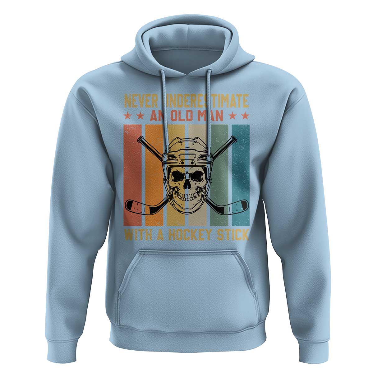 Retro Ice Hockey Player Hoodie Funny Never Underestimate An Old Man - Wonder Print Shop